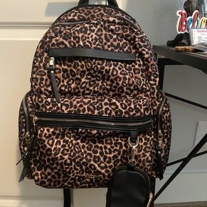 Leopard Print Women's Backpack - Brown/Black